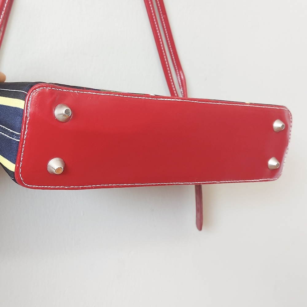 Vintage K18 Shoulder Strap Bag Fabric Multicolor Stripe Summer Beach Handbag - Picture 4 of 15